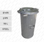 Hot dip galvanised steel dustbin 110 liter Utcai szemetes